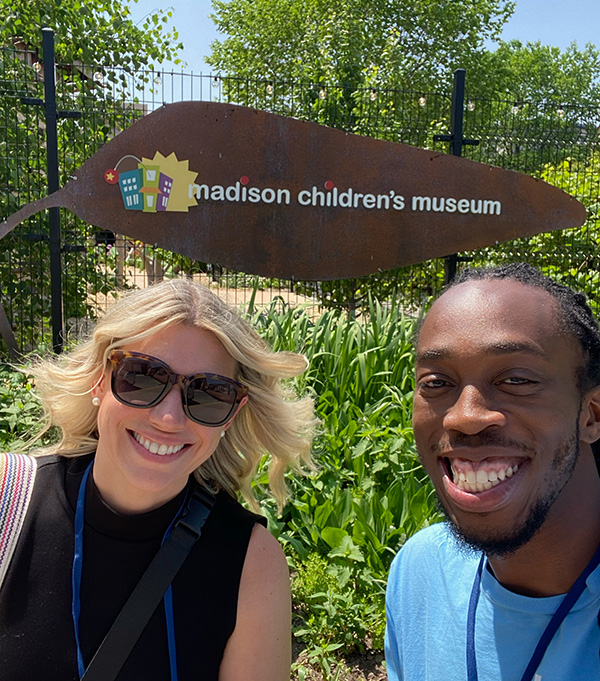 UCM Interim Director, Meghan Fraser McGrogan and UCM Education Manager, Malik Johnson at the Madison Children's Museum in Madison, WI